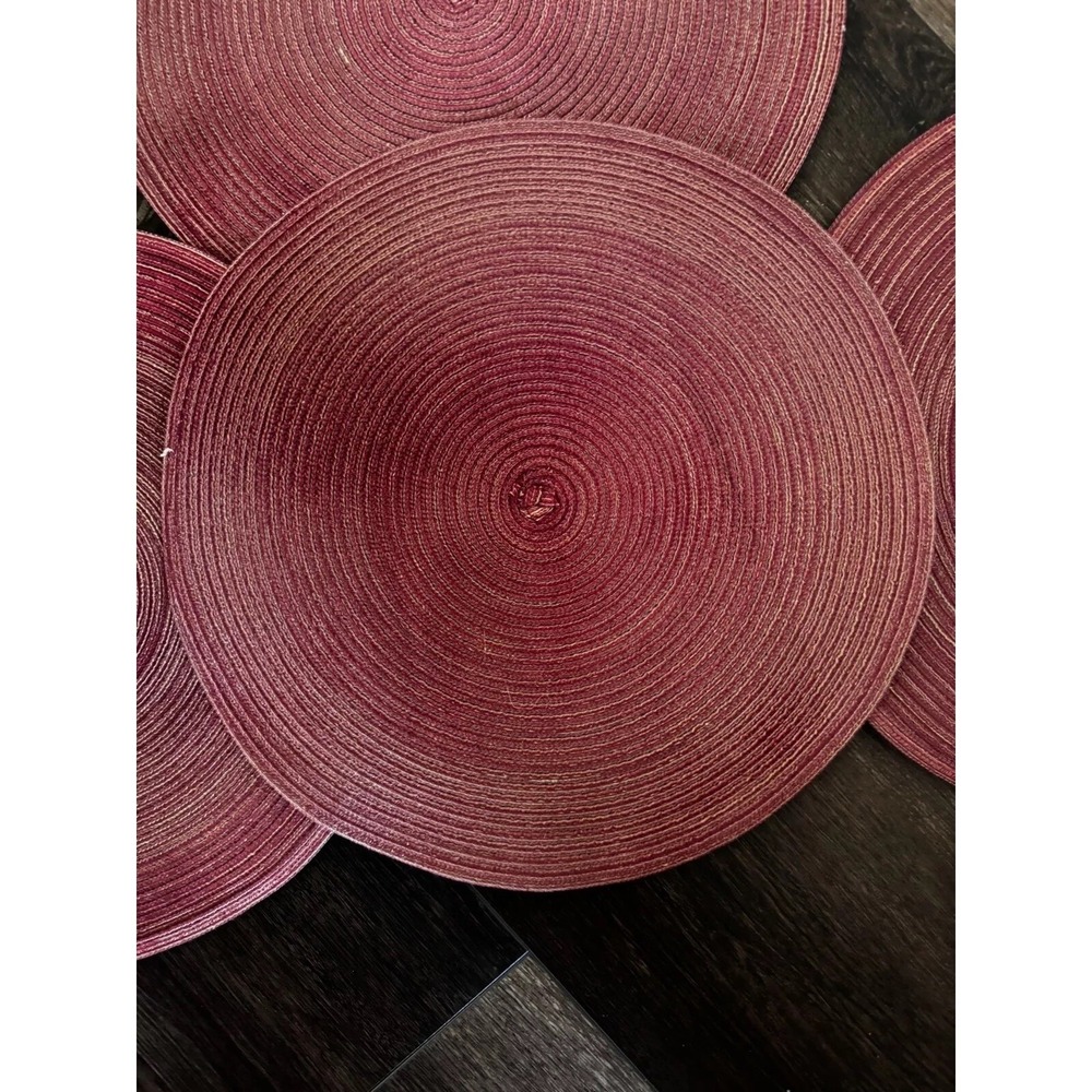 5 Red Wicker Rattan Round Placemats Chargers 15 1/2" - Picture 4 of 5